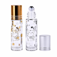 Flacon vaporisateur de parfum rechargeable en verre doré mat 5 ml à fond épais, avec bouchon à vis et décalcomanie, portable et à mécanisme rotatif – Offre Spéciale