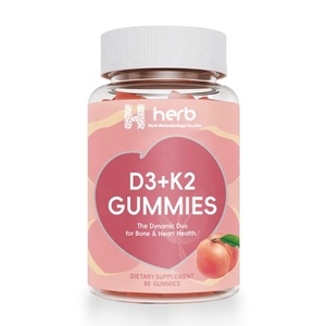 Suplementos Veganos OEM para la Belleza y Salud de Adultos, para el Apoyo de Huesos, Músculos e Inmunidad, y para el Crecimiento del Cabello, Gomitas con Complejo de Vitamina D3+K2 - Product Image 1