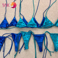 Logo d'usine OEM/étiquette String triangulaire 2 pièces à paillettes brillantes pour femmes Maillot de bain grande taille Bikinis personnalisés Maillots de bain & Vêtements de plage