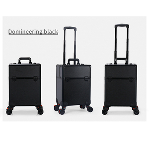 Valise de maquillage professionnelle avec plateaux et rangement pour vernis à ongles, organisateur de cosmétiques de voyage à roulettes pour artistes - Product Image 4