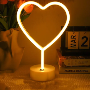 <span class=keywords><strong>Lampe</strong></span> de nuit de bureau Goldmore1 Pink Neon Lights 3-AA Battery/USB Operated Led Heart Neon - Product Image 5