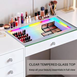 <span class=keywords><strong>Tocador</strong></span> Antiguo Grande e Inteligente para Dormitorio, Color <span class=keywords><strong>Blanco</strong></span>, <span class=keywords><strong>sin</strong></span> <span class=keywords><strong>Espejo</strong></span>, <span class=keywords><strong>Tocador</strong></span> de Madera con Tapa de Cristal y Luz Interior para Dormitorio - Product Image 4