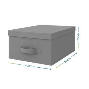<b>Fabric</b> Closet <b>Storage</b> <b>Box</b> With Lid And Handle 40x50x25 Cm Foldable Organizer Beige - Product Image 2