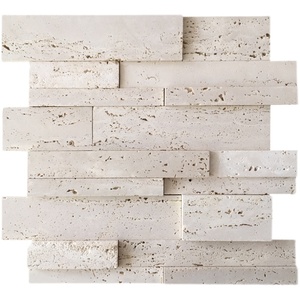 Mosaïque en travertin blanc, carreaux de sol classiques, longues bandes, pour balcon, salle de bain, cuisine, revêtement mural super blanc, travertin - Product Image 6
