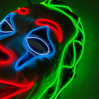 Masques de Clown Joker Lumineux d'Halloween avec LED Néon Effrayants pour Cosplay, Fête d'Horreur, Accessoires en Plastique pour Maison Hantée