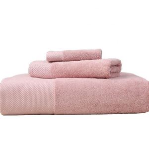Ensemble de serviettes de bain de luxe pour hôtel et spa, 100% coton, motif écossais brodé, logo personnalisé, rose - Product Image 2