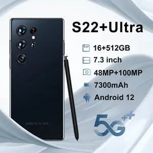 Hot Selling S22+ ULTRA Original 16gb+512gb 48MP+100MP Double Sim Card 7300mAh Android 12.0 Cell Gaming Phone Smart Mobile Phone