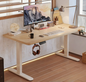 Duy nhất-động cơ sang trọng hiện đại điện chiều cao có thể điều chỉnh máy tính bàn kép nhà/nghiên cứu/văn phòng/Viết/chơi Game Văn phòng xây dựng - Product Image 5