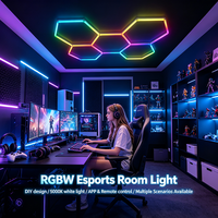 Lumière de plafond LED hexagonale RGBW DIY pour salle d'e-sport, lumière blanche 5000K pour salle de jeu, éclairage intérieur de la maison