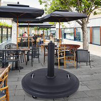 Support de parapluie extérieur lesté robuste de 25kg pour patio et bases de support pour parasols à poteau central