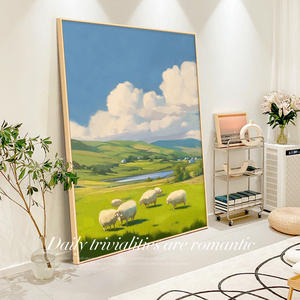 Tela a olio originale <span class=keywords><strong>di</strong></span> <span class=keywords><strong>arte</strong></span> del paesaggio curativa color crema per camera da letto - Product Image 3