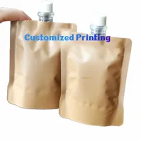 Sac d'emballage cosmétique en papier kraft compostable écologique avec fermeture à glissière et conception debout