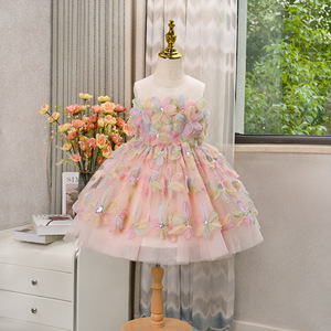 Vestido <span class=keywords><strong>de</strong></span> Princesa con Tul y Mariposas 3D <span class=keywords><strong>para</strong></span> <span class=keywords><strong>Niñas</strong></span>, Sin Mangas, con Volantes en Capas, Vestido <span class=keywords><strong>de</strong></span> Fiesta <span class=keywords><strong>de</strong></span> Cumpleaños, Disfraz Formal - Product Image 6