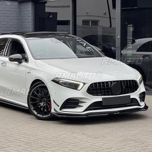 Spoiler de pare-chocs avant pour Mercedes Benz Classe A W177 2019-2023 A180 A200 A35 AMG Noir brillant / Aspect fibre de carbone - Product Image 5