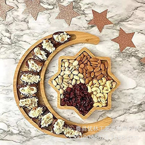 Custom Bamboo Moon Tray Creative Wooden Dried Fruit Plate For Living Room <b>Storage</b> Melon <b>Seeds</b> Candies Natural Wood Color - Product Image 1