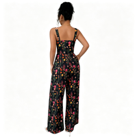 Combinaison sans manches à bretelles spaghetti imprimée et taille smockée, coupe large, pour femme, idéale pour les vacances, la plage et les tenues décontractées – Vente en gros personnalisée