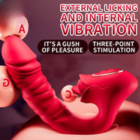 Vibrateur télescopique auto-adhésif Explosions Alien Rose Tongue Licking pour masturbation féminine, jouet sexuel pour adulte