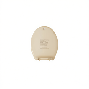Siège de toilette ovale beige à fermeture douce avec fonction de dégagement rapide, face fermée, en plastique, style minimaliste pour salle de bain - Product Image 1