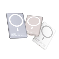 Banco de Energía Portátil Magnético Ultrafino con Pantalla Digital Metálica, Función de Carga Rápida Inalámbrica de 15W y Banco de Energía PD de 20W