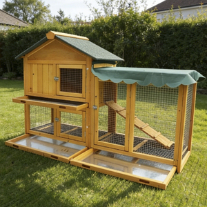 Jaula de madera para conejos, para exteriores, con bandeja extraíble impermeable y ventilada, para animales pequeños, desde almacén de EE. UU. - Product Image 6