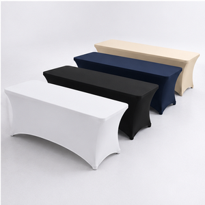 B2B Wholesale Black 8ft Spandex Stretch Fitted <b>Table</b> <b>Cover</b> <b>Waterproof</b> Eco-Friendly Modern Design for Wedding Parties Rental - Product Image 1