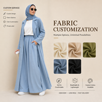 Ensemble Abaya Ouverte Moderne avec Blazer pour Femme, en Mélange de Lin, Tenue Coordonnée, Fournisseur de Mode Pudique OEM Marque Privée