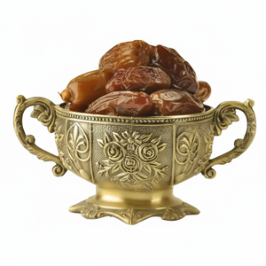 Tazón para servir con fecha dorada decorativa de Ramadán de Metal sostenible de alta calidad con diseño árabe Vintage de lujo con patas Creamer Pot - Product Image 1