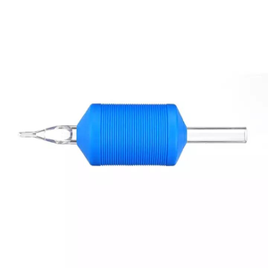 Poignée de cartouche de tatouage jetable bleue de 25 mm, antidérapante, en caoutchouc, avec tube en ABS transparent pour l'art corporel personnalisé - Product Image 2