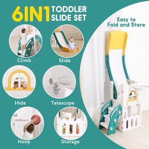 <span class=keywords><strong>7</strong></span> trong 1 trong nhà Toddler trượt playsets nhựa leo núi bóng rổ Hoop và không gian lưu trữ, bé trượt đồ chơi, ouodoor trượt cho trẻ em - Product Image 2