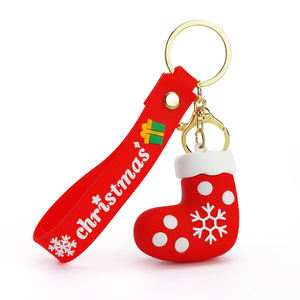 クリスマス<span class=keywords><strong>PVC</strong></span>ソフトラバーキーホルダークリスマスツリー雪だるまサンタクロースペンダントラブリーキーリングバックパックアクセサリー新年の贈り物 - Product Image 2