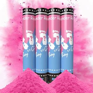 Canon à confettis et poudre pour révélation du sexe de bébé, fournitures de fête de naissance, bâtons de confettis et poudre fumigène 30cm bleu rose - Product Image 2