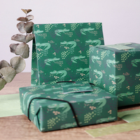 Papier d'emballage de luxe personnalisé de haute qualité, en gros, 80g, motif petit crocodile, 43*300cm, pour cadeaux et anniversaires