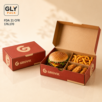 Caja de Comida Rápida Corrugada Personalizada con Compartimentos para Hamburguesas, Papas Fritas y Pollo Frito, Empaque Desechable Ecológico