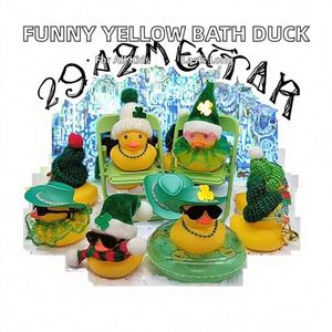 Custom Irish Festival DIY Car Duck Decoration, Clover Yarn Christmas Hat, Patrick Party Pendant Summer Unisex <b>Bath</b> Toys for Kids - Product Image 3