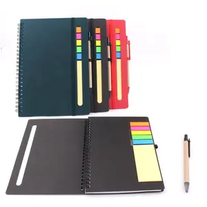 Nieuwe Ontwerp Soft Cover Spiraal Notebook Met Sticky Notes En Huisdier Vlaggen