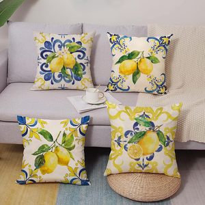 Federa Decorativa Italiana a Sette Punti con Motivo Limone Blu, Motivo a Piastrelle Agrumi della Costiera Amalfitana per Decorazione Esterna e Interna - Product Image 2
