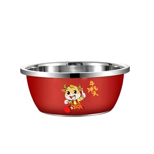 Tazón de Acero Inoxidable de Grado Alimenticio, Diseño de Dibujos Animados Rojos, Tazón Profundo para Mezclar Masa, para Uso Doméstico en la Cocina - Product Image 3