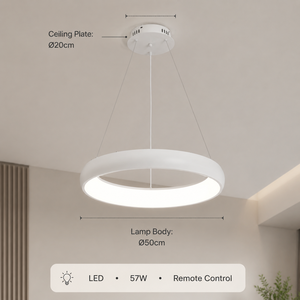 Lampe suspendue moderne en métal, fil d'acier acrylique, 57W, tricolore, à intensité variable, télécommande, pour salle à manger, salon - Product Image 4