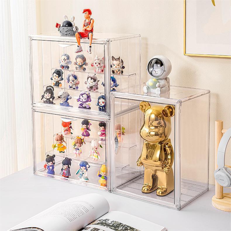 JUJOMAT Vitrine Acrylique Avec Base Noire 35x35x35 Cm – Boîte Étanchéité Poussière – Présentoir Figurines, Lego, Objets Collection
