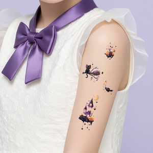 Halloween tatuajes temporales cara pegatina Halloween brillo calabaza <span class=keywords><strong>bruja</strong></span> murciélago lindo gato dibujos animados tatuaje impermeable para cara brazo - Product Image 3