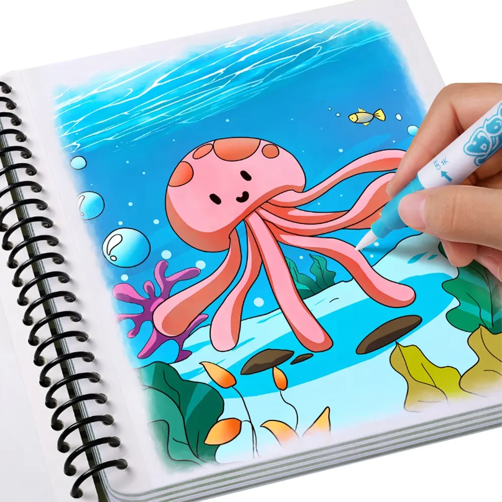 desenho educacional infantil, livro de desenho animado para crianças, água mágica para colorir, graffiti e desenhos