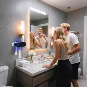 2 copos <span class=keywords><strong>Plastic</strong></span> <span class=keywords><strong>Toothbrush</strong></span> Titular Dispensador Automático Toothpaste Wall Mount UV <span class=keywords><strong>Toothbrush</strong></span> Sanitizer <span class=keywords><strong>Holder</strong></span> Acessórios Do Banheiro - Product Image 6