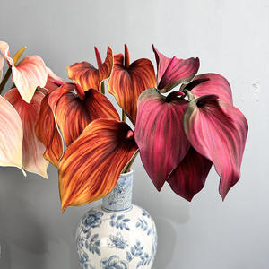 Fleurs artificielles d'Anthurium en EVA <span class=keywords><strong>de</strong></span> haute qualité, 74 cm, toucher réel, couleur automne, en vrac pour la décoration intérieure - Product Image 5