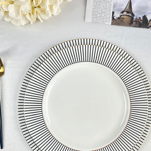 Luxury Gold Ceramic <b>Dinnerware</b> Set Porcelain Plate Charger with Round Pattern for Home Use Elegant Wedding Dessert Plates - Product Image 3