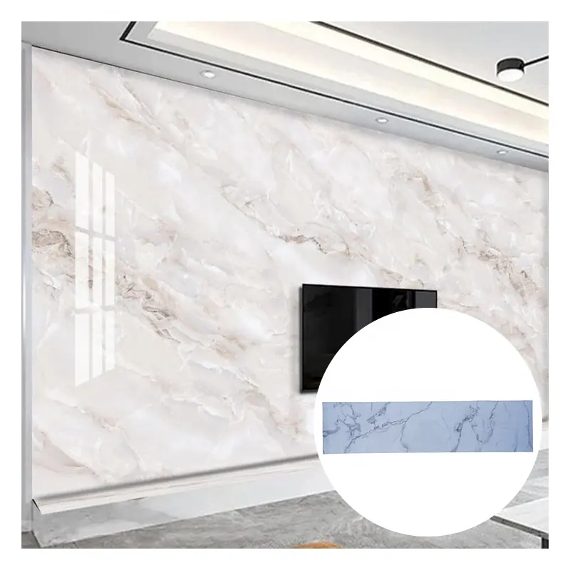 High Quality 1220mm*2800mm Competitive Price PVC Marble Sheet Alternative 3D PVC Marble Sheet