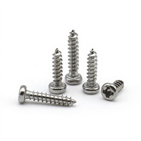 Vis autotaraudeuses en fer nickelé à tête cruciforme PA, tête ronde, métriques M2-M4, en stock