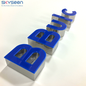 SKYSEEN personnalisé 3D métal lettres <span class=keywords><strong>bleu</strong></span> acrylique signe en acier inoxydable pour extérieur Durable affichage nom de l'entreprise bâtiments bureau - Product Image 5