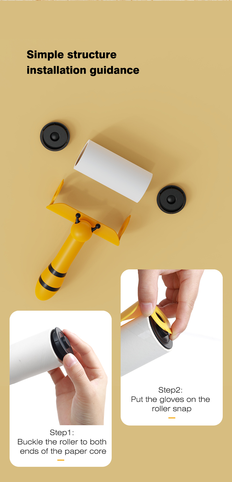 Yellow Cat Hair Comb Lint Roller Brush Pet Hair Remover Roller