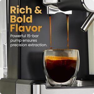 Machine à expresso en acier inoxydable Pro cafetière à double tir mousseur à lait intégré réservoir d'eau <span class=keywords><strong>amovible</strong></span> de 1.8 litres - Product Image 6