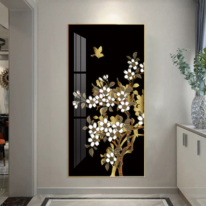 Branches or <span class=keywords><strong>et</strong></span> feuilles blanches oiseau peinture abstraite <span class=keywords><strong>fleur</strong></span> mur art pour entrée décor photo impression toile <span class=keywords><strong>et</strong></span> affiche - Product Image 4